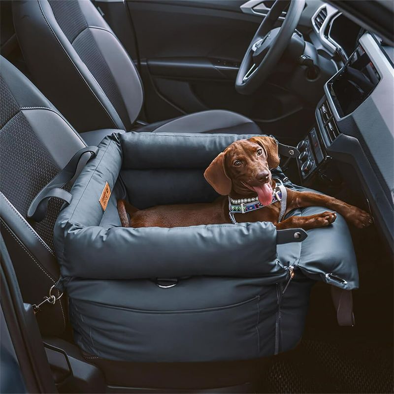 Photo 1 of FUNNYFUZZY Small Dog Car Seat for Small Dogs, Waterproof Dog Booster Seat with Storage Pockets, Safety Clip-On Dogs Leash, Detachable Portable Pet Carseat (Abyss Blue, Standard)