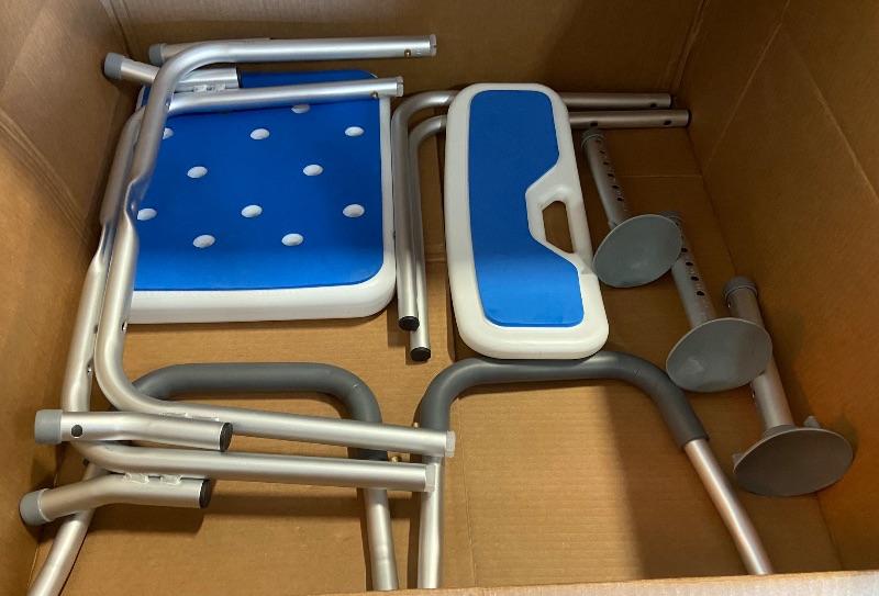Photo 1 of **Missing A Leg** Shower Chair with Arms Heavy Duty Bath Chair with Back Inside Shower Transfer Bath Seat Padded Bench Portable Lift Height Adjustable Legs for Bathtub Non-Slip feet