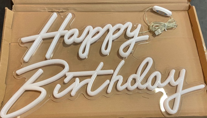 Photo 1 of Happy Birthday Neon Sign Large Neon Happy Birthday Sign for Backdrop with Dimmer Switch, Reusable Happy Birthday LED Sign for Birthday Party Decoration(Warm White) (22.5x13.8 In 1pc)