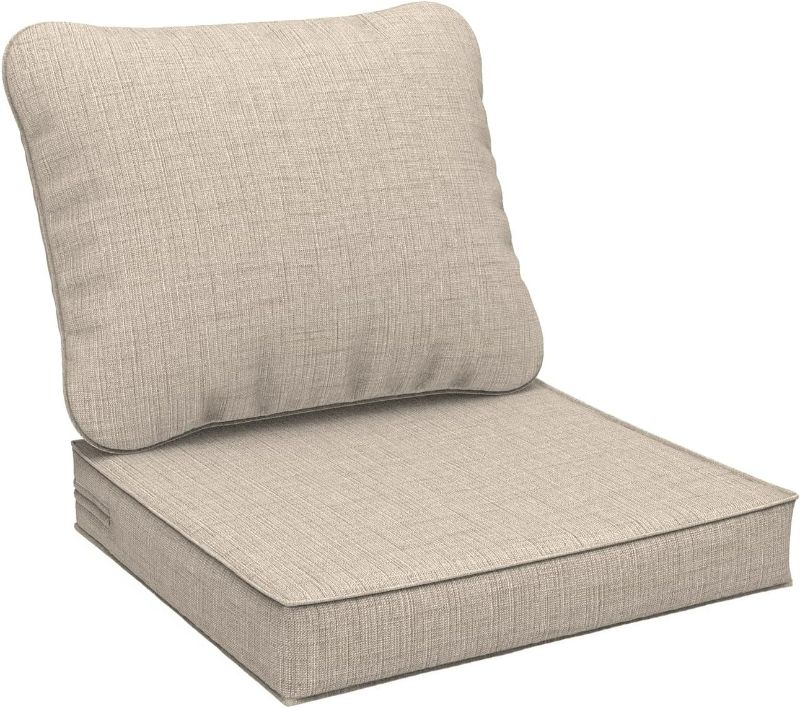 Photo 1 of Outdoor Deep Seat Cushions Set 24 x 24 Inch for Patio Furniture,Water Resistant Chair Cushions Replacement Includes Seat Cushion & Back Pillow for Couch Sofa, Wicker Chair - Light Grey