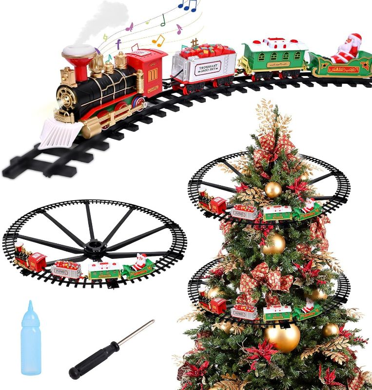 Photo 1 of Christmas Train Set, Christmas Decorations Indoor, Train Toys with Light & Sound & Smog, Hanging Christmas Train Sets for Around The Tree for Toddlers Kids Boys Girls 3 4 4-8