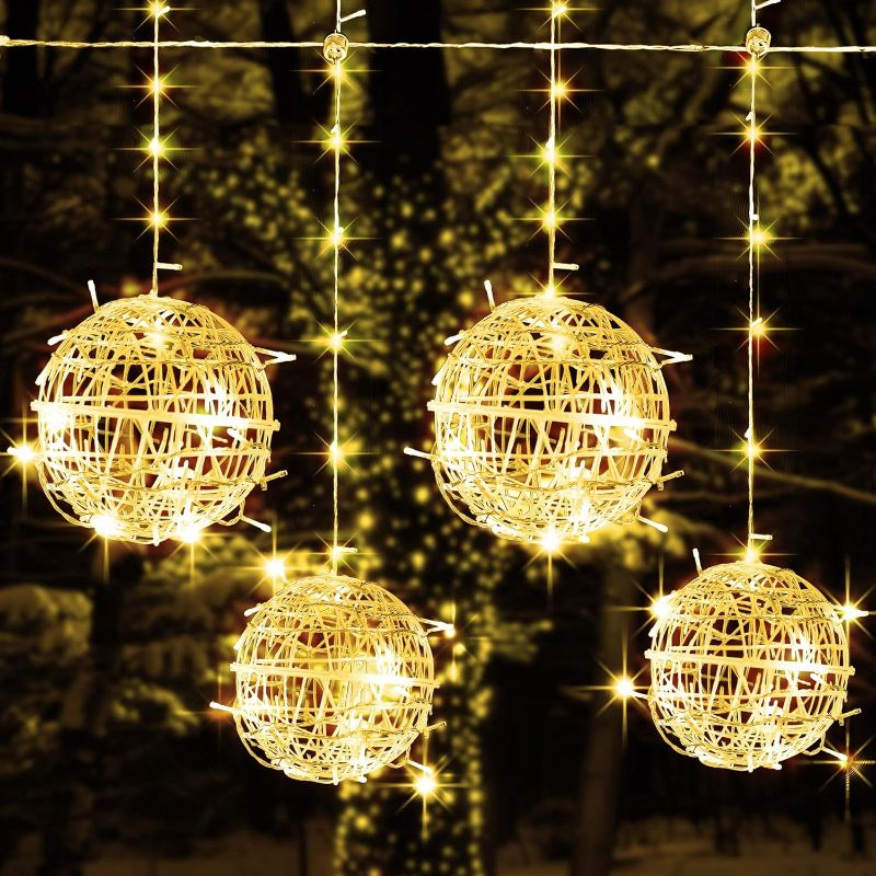 Photo 1 of Dazzle Bright Outdoor Balls Lights Hanging Tree Garden Lights, 160 LED Sphere Lights Garden Globe Lights, for Party Wedding Yard Garden Porch Patio Christmas Holiday Decoration (Warm White)