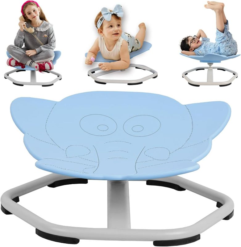 Photo 1 of Kids Chair, Sensory Swivel Chair, Spinning Chair for Autistic ADHD Kids, Sit and Spin Training Body Coordination, 360° Spinning Seat, Metal Base, Non-Slip, Elephant (Light Blue)