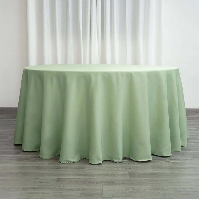 Photo 1 of Efavormart Round Tablecloth, 1201031765659
Inch Stain & Wrinkle Resistant Washable Table Cloth, Decorative Polyester Fabric Table Cover for Banquet, Wedding, Dining- Sage Green