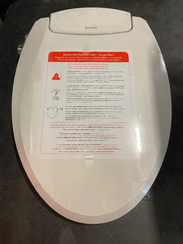 Photo 2 of Brondell Bidet Toilet Seat, Non-Electric Swash Ecoseat, Fits Elongated Toilets, White - Dual Temperature, Dual Nozzle System - Bidet with Easy Installation