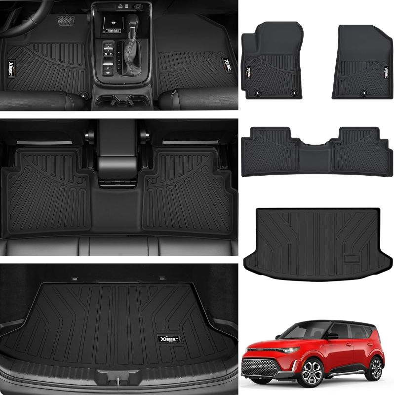 Photo 1 of Floor Mats & Trunk Mat for 2020-2025 Kia Soul All Weather TPE Protection Floor Liners Full Set with Cargo Liner for 2020 2021 2022 2023 2024 2025 Kia Soul Accessories (Upper Floor of The Trunk)