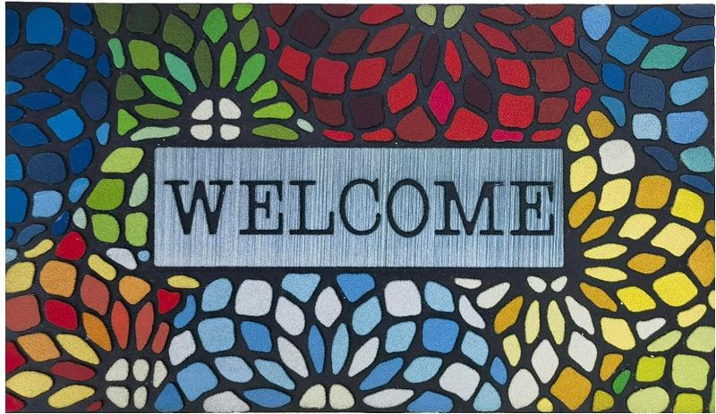 Photo 1 of CHICHIC Colorful Welcome Door Mat, Welcome Mat 24x 36 Inch Front Door Mat Outdoors for Home Entrance Outdoors Mat for Outside Entry Way Doormat, Heavy Duty Non Slip Rubber Back Low Profile