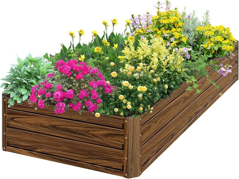 Photo 1 of SnugNiture Galvanized Raised Garden Bed 8x4x1FT Outdoor Large Metal Planter Box Steel Kit for Planting Vegetables, Flowers
