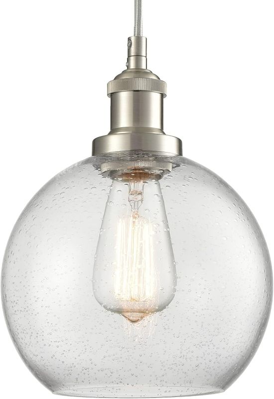 Photo 1 of DAYCENT Modern Brushed Nickel Pendant Lights Kitchen Island Bubble Seeded Glass Globe Pendant Light