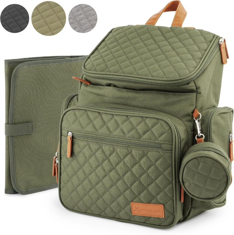 Photo 1 of Large Baby Backpack Diaper Bag – Modern Baby Diaper Bag with 15 Pockets to Store New Born Baby Essentials Must Haves – Trendy Baby Travel Gear – Unisex Diaper Bag Backpack Army Green