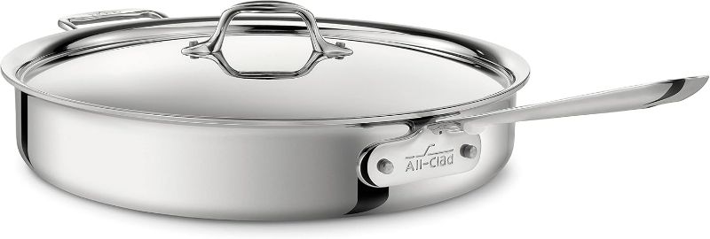 Photo 1 of All-Clad D3 3-Ply Stainless Steel Sauté Pan 6 Quart Induction Oven Broiler Safe 600F Pots and Pans, Cookware Silver