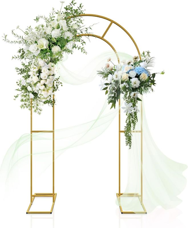 Photo 1 of Metal Arch Backdrop Stand, 6.6Ft Gold Wedding Balloon Arched Frame, U Shaped Open Arch Backdrop Stand for Wedding Ceremony, Bridal, Baby Shower Photo Booth Party Decoration