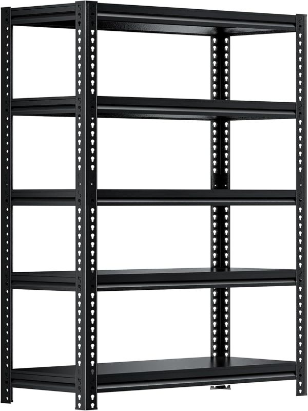 Photo 1 of 72" H Garage Shelving Heavy Duty Storage Shelves Loads 2000LBS,Adjustable 5 Tier Garage Storage Shelves Rack Shelf for Basement, Pantry, Warehouse, Kitchen, 72" H x 31.5" W x 15.7" D, Black