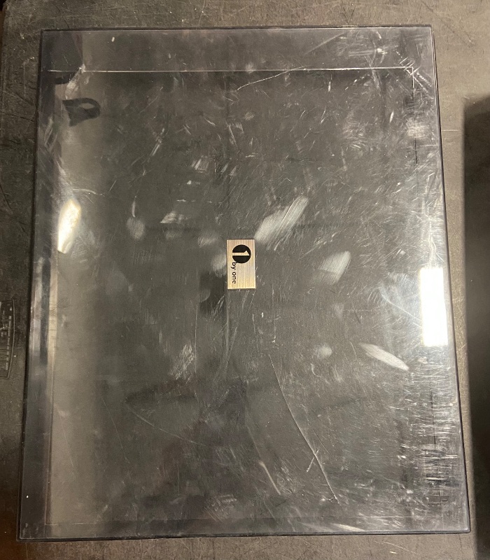 Photo 1 of **Minor Crack in Lid****Missing Speakers Cover** 1 by ONE High Fidelity Belt Drive Turntable with Built-in Speakers, Vinyl Record Player with Magnetic Cartridge, Bluetooth Playback and Aux-in Functionality, Auto Off