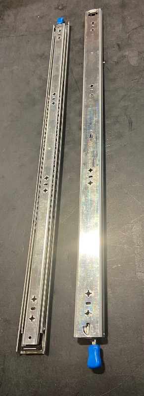 Photo 1 of **Missing Screws** 1 Pair 40 Inch 260 Lb Capacity Heavy Duty Locking Drawer Slides with Screws,Side Mount Full Extension 3 Fold Ball Bearing Stainless Steel Drawer Rails,Hardware Drawer Runners Tracks