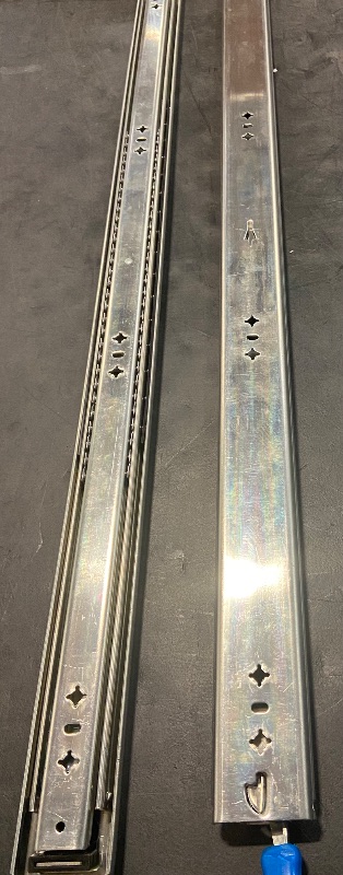 Photo 1 of **Missing Screws** 1 Pair 40 Inch 260 Lb Capacity Heavy Duty Locking Drawer Slides with Screws,Side Mount Full Extension 3 Fold Ball Bearing Stainless Steel Drawer Rails,Hardware Drawer Runners Tracks