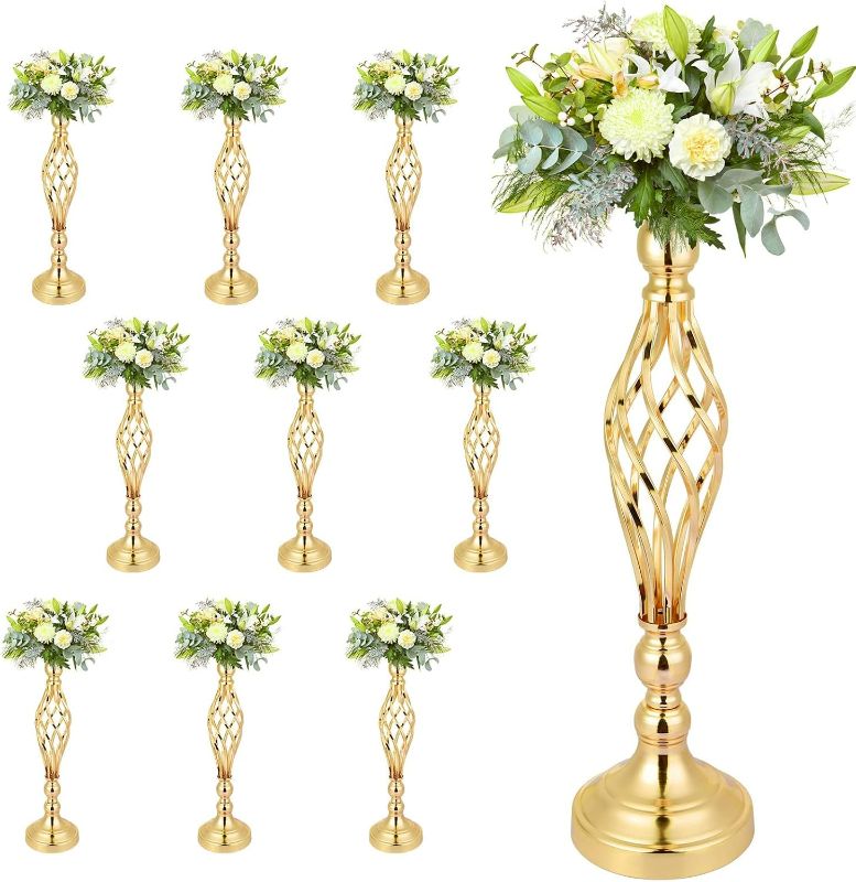 Photo 1 of 10 PCS Gold Flower Stand Centerpiece, Wedding Table Gold Flower Stand Vases Centerpiece Decorations for Wedding, Birthday Party and Other Holiday Event