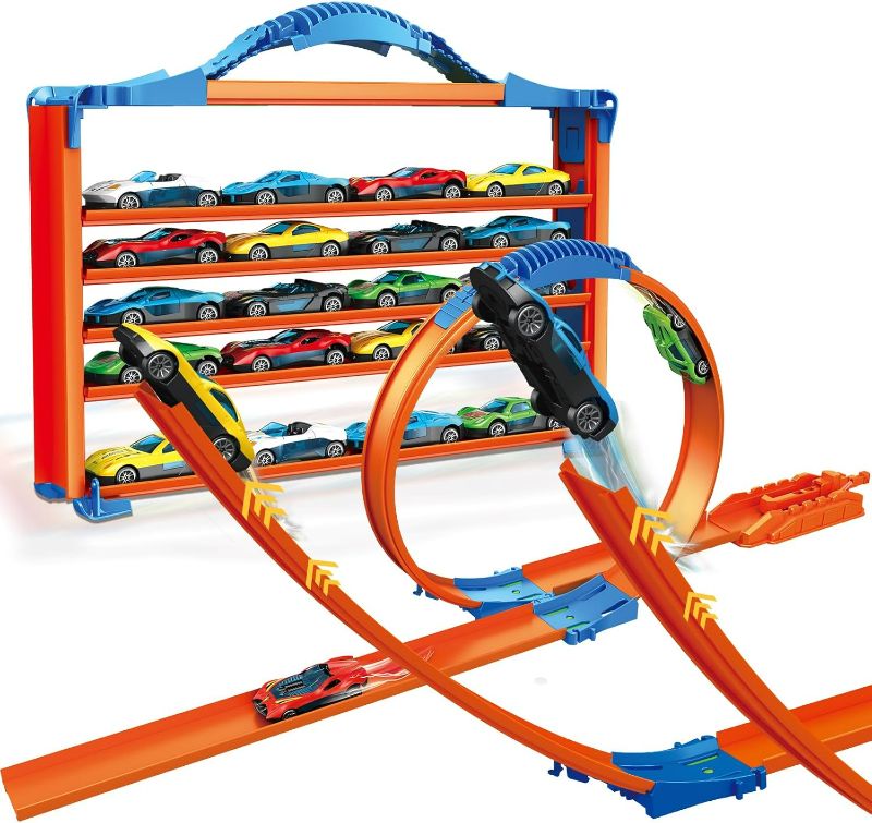 Photo 1 of Racing Car Loop Track City Transforming Toy Set with 20 Mini Metal Cars Ramp Gifts for Kids Toddlers Boys 3-5 Year Old,Indoor Game Toy