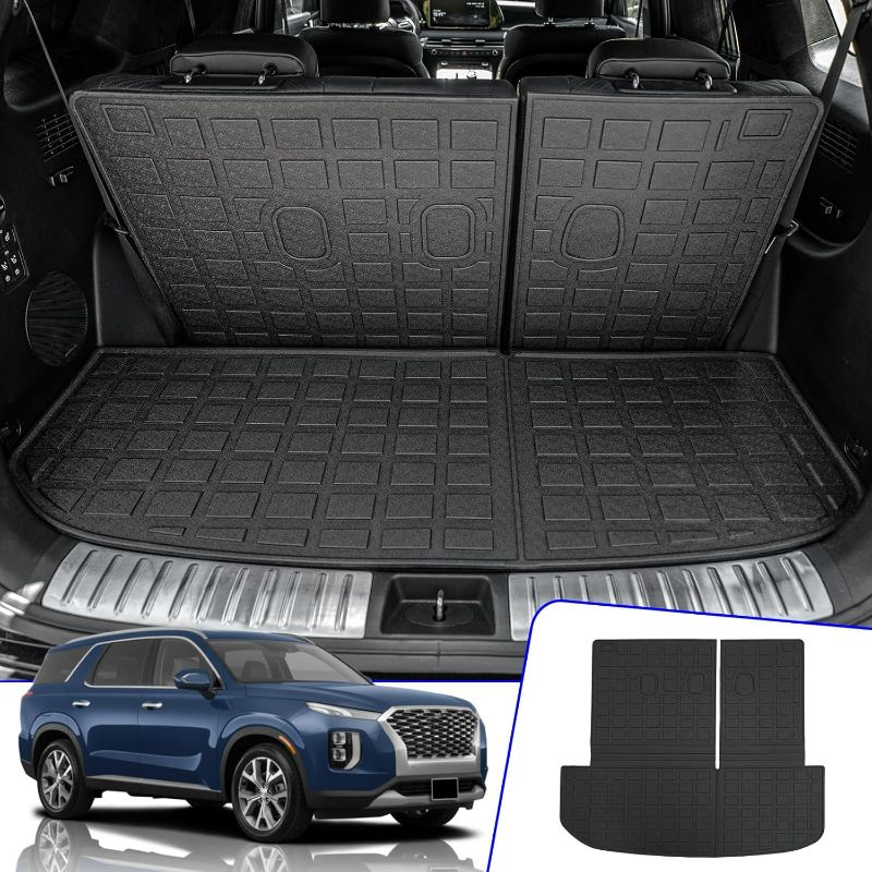 Photo 1 of Rongtaod Cargo Mat Compatible with Hyundai Palisade 2020-2025 Trunk Mat Cargo Mat Cargo Liner All Weather Trunk Liner 2024 Palisade Accessories (Trunk Mats with Backrest Mat)