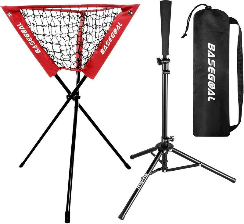 Photo 1 of Baseball Caddy,Ball Caddy,Baseball Basket with Batting Tee for Baseball Softball Batting Pitching Practice Training,Portable and Foldable