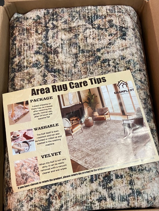 Photo 1 of Area Rug 8x10 Washable Rug Brown Vintage Rug Traditional Mat Distressed Indoor Foldable Thin Rug Retro Accent Rug Floral Print Rug Non Slip Carpet Living Room Dining Room Office