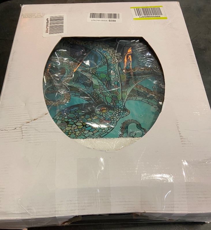 Photo 6 of **Minor Crack on Lid**Colored Toilet Seat with Slow Close, Teal Blue Ocean Octopus Coral Reefs Resin Toilet Seats, Easy to Install, Easy to Clean Heavy Duty Deluxe Toilet Seat