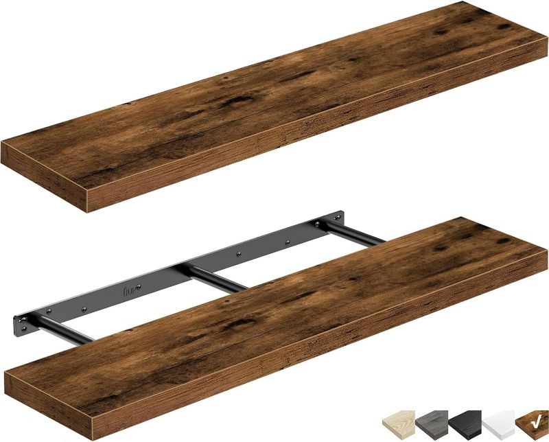 Photo 1 of QEEIG Bathroom Shelves 36 inches Long Floating Shelf for Wall 36 x 9 inch Set of 2, Rustic Brown (008-90BN)