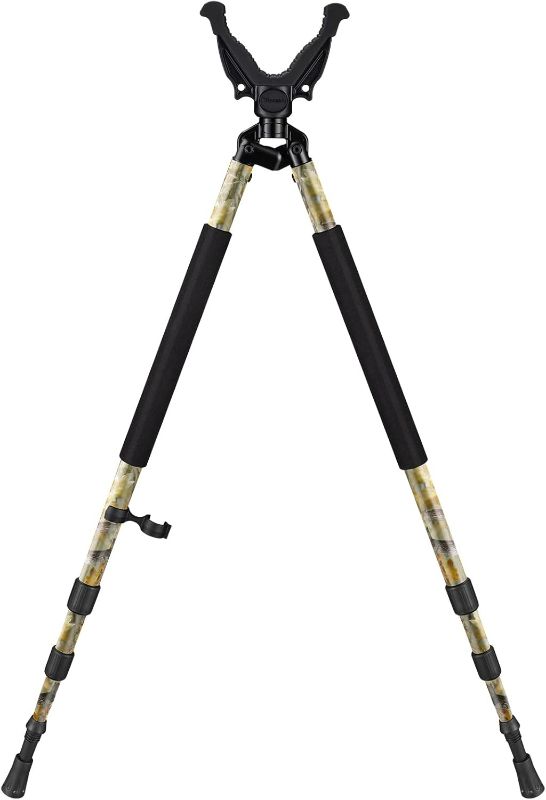 Photo 1 of Hunting Bipod, Shooting Tripod, Adjustable Shooting Bipod with 360° V Yoke Rest, Twist Lock, Lightweight Aluminum Frame, High Density Foam Handle and Spike Feet