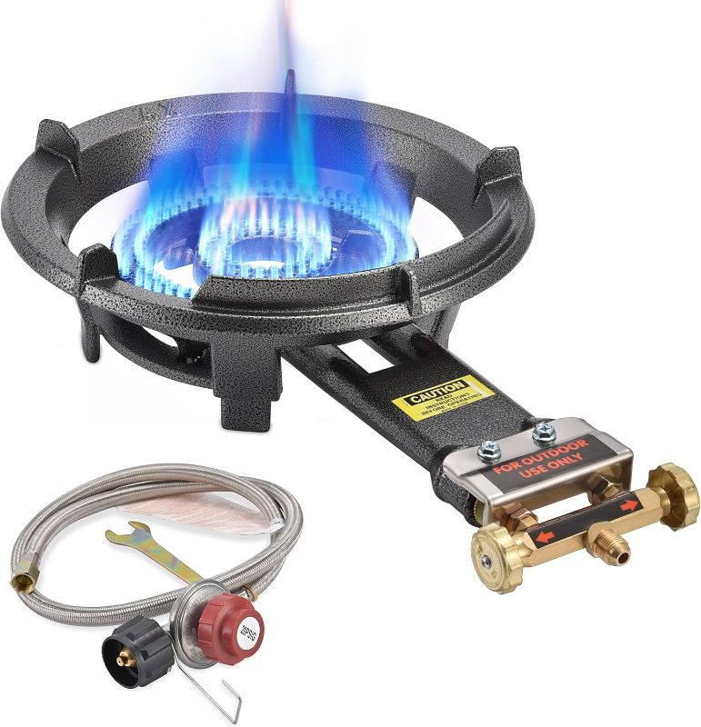 Photo 1 of ARC Outdoor Propane Burner Stove, 13" Single Propane Burner, Cast Iron Portable Propane Burner With 0-20 PSI Adjustable Regulator And Stainless Steel Hose, Perfect For Outdoor Wok Burner