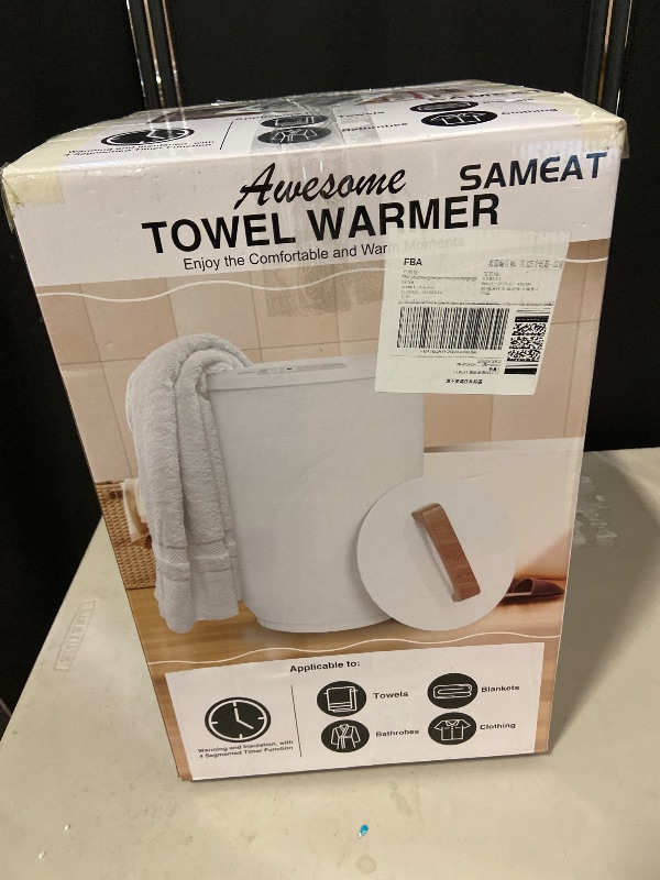 Photo 3 of SAMEAT Heated Towel Warmers for Bathroom - Large Towel Warmer Bucket, Wood Handle, Auto Shut Off, Fits Up to Two 40"X70" Oversized Towels, Best Ideals