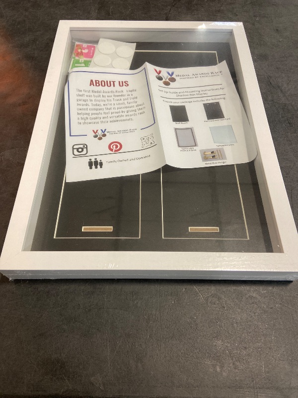 Photo 1 of ***White-Not Black*** 17 x 12.5 Inches 3 in 1 Shadow Box Display Black Medal Photo Framing Kit Medal Frame Display Case Runners Triathlon and Running Bib Holder for Medal, Race Bibs, Photo Display Race Winner