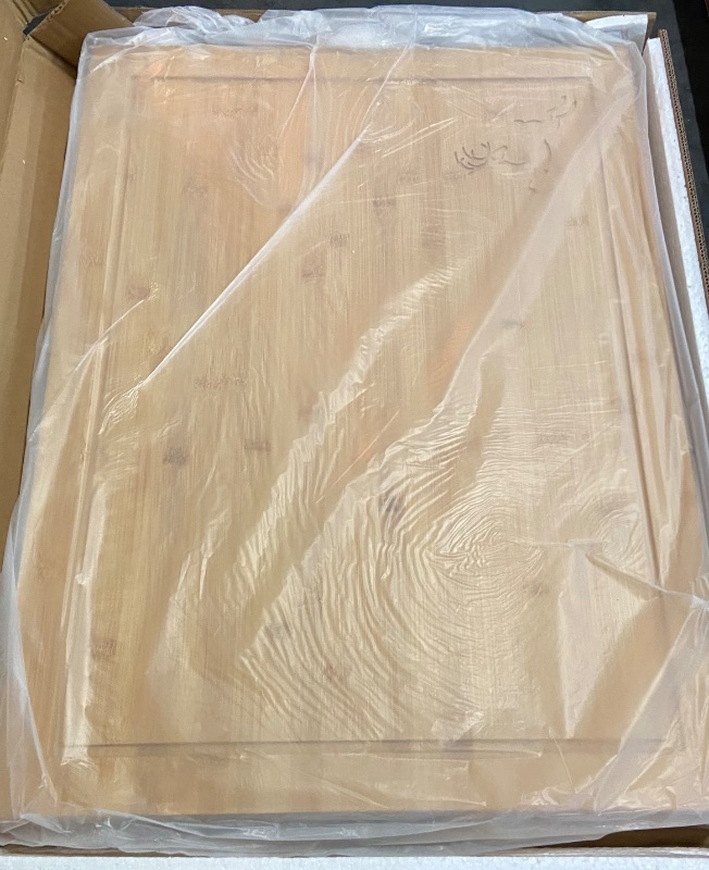 Photo 2 of Extra Large 100% Organic Bamboo Cutting Board, 24x18 Inch Butcher Block Chopping/Carving Board with Handle and Juice Groove for Turkey, Meat, Vegetables, BBQ (XXL, 24" x 18"?