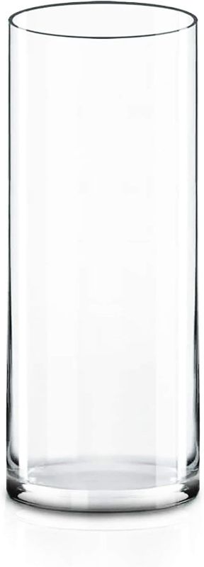 Photo 1 of CYS EXCEL Cylinder Clear Glass Vase (H-16" D-6") | Multiple Size Choices Glass Flower Vase Centerpieces | Hurricane Floating Candle Holder Vase