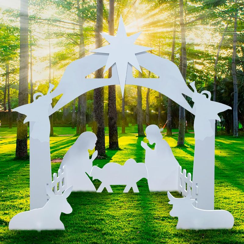 Photo 1 of Nativity Set Outdoor Christmas Decorations, Nativity Scene Large Weatherproof, Manger Scene Christmas Yard Decorations for Front, Lawn and Church