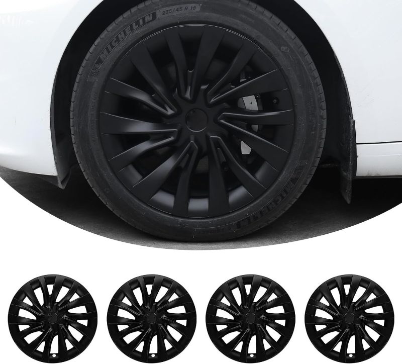 Photo 1 of Motrobe 2024 2025 Tesla Model 3 Wheel Cover 18 Inch Hubcap Wheel Hub Caps OEM Rim Protectors Covers Replacement Model 3 Exterior Accessories Highland Set of 4