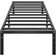 Photo 1 of Metal Platform Bed Frame 18 Inch Tall,No Box Spring Needed,Twin Size Bed with Heavy Duty Strong Support Slats,Easy to Assemble,Black