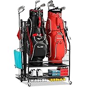 Photo 1 of FHXZH Golf Bag Storage Garage Organizer, Golf Bag Stand Fit for Golf Bags and Golf Clubs, Golf Balls, Golf Equipment Accessories, Extra Large Golf Bag Storage Rack for Garage, Club, Shed, Basement