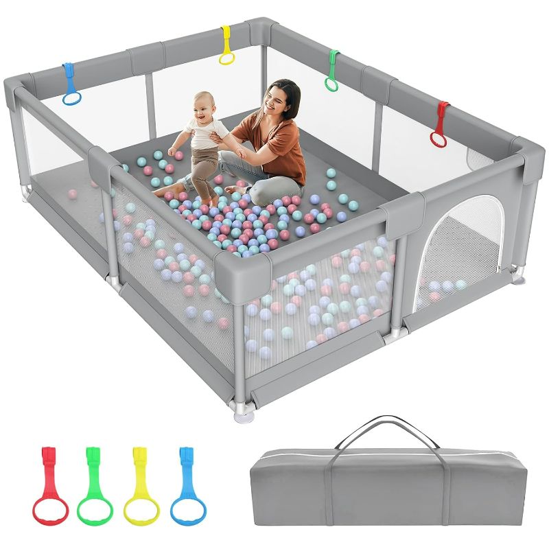 Photo 1 of 79" ×71" Extra Large Baby Playpen, Big Playpen for Babies and Toddlers, Gap-Free, Climb-Proof Play Yard for Baby, Spacious Baby Play Pen with Zippered Door and Storage Bag