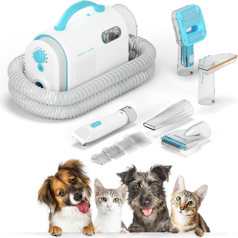 Photo 1 of Uproot Clean Pet Grooming Vacuum Kit 7 in 1 - Cat & Dog Hair Vacuum Groomer with Brush, Detangle, Deshed, Trim, Clean, & Dry Attachments - Complete Cat & Dog Grooming Vacuum for Shedding Pets