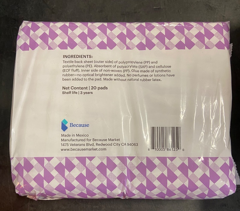 Photo 3 of Because Incontinence Pads for Women - Extra Heavy Absorbency, Overnight Postpartum Incontinence Liners, 12hr Nighttmie Leak-Free Protection, 20 Count