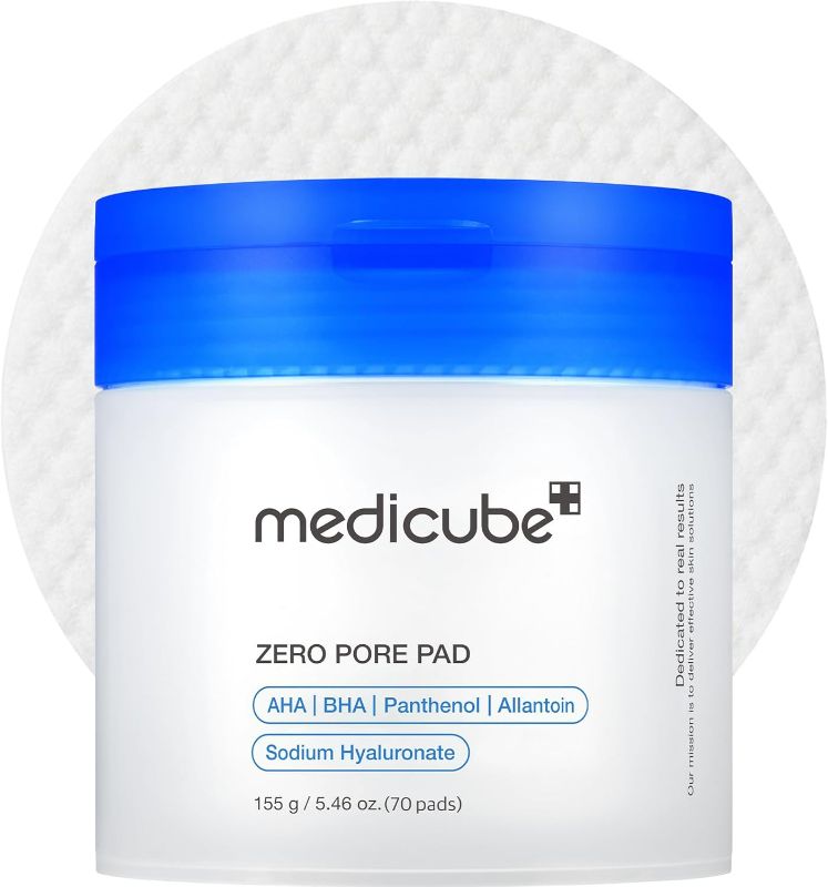 Photo 1 of Medicube Zero Pore Pads 2.0, Dual-Textured Facial Toner Pads for Exfoliation and Pore Care with 4.5% AHA Lactic Acid & 0.45% BHA Salicylic Acid, Ideal for All Skin Types, Korean Skin Care (70 Pads)