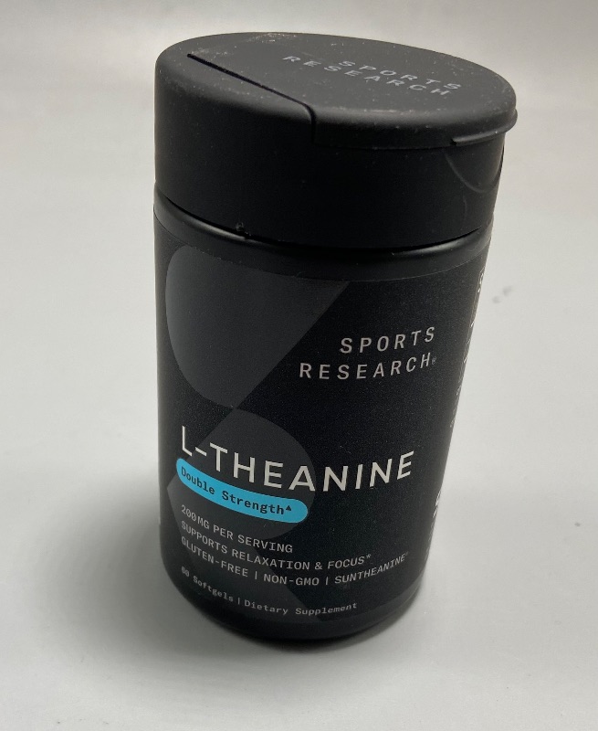 Photo 1 of Sports Research Double Strength L-Theanine Supplement - Suntheanine Softgels for Focus, Relaxation & Alertness - Non-Drowsy Support Made with Coconut Oil, Non-GMO & Gluten Free - 200mg, 60 Count