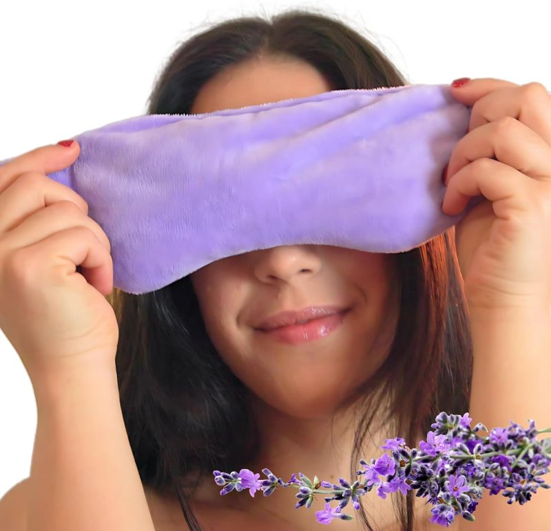 Photo 1 of Weighted Lavender Eye Mask - Microwavable Sleep Mask with Natural Lavender & Flaxseed for Stress Relief, Headaches, Dry Eyes, Migraine Relief - Adjustable Strap, Soft & Reusable