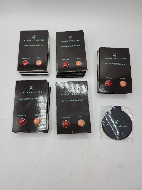 Photo 1 of Vincent Longo Sheer Pigment Lipstick 50 Pack Americana & Debue with Hand Mirror New