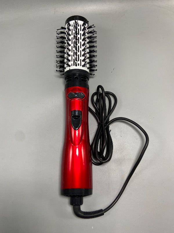 Photo 1 of 3-in-1 Hot Air Styler and Rotating Hair Dryer, Spin Hair Dryer Brush with 2 Interchangeable Brush, Anti-frizz Hot Air Spin Brush Set for Straightening, Drying, and Curling (Red)