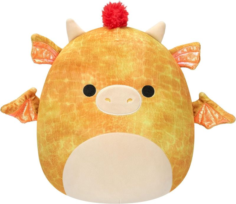 Photo 1 of Squishmallows Original 12-Inch Dieric Yellow Dragon with Orange Mane - Official Jazwares Large Plush
