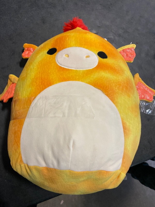 Photo 2 of Squishmallows Original 12-Inch Dieric Yellow Dragon with Orange Mane - Official Jazwares Large Plush
