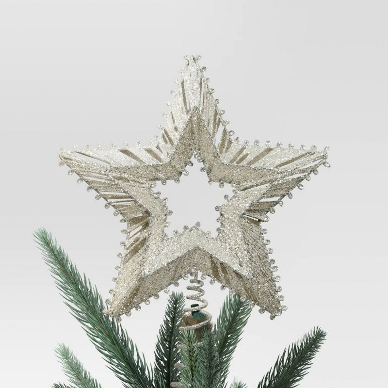 Photo 1 of 12" Metal Star with Glittered String Christmas Tree Topper Silver - Wondershop