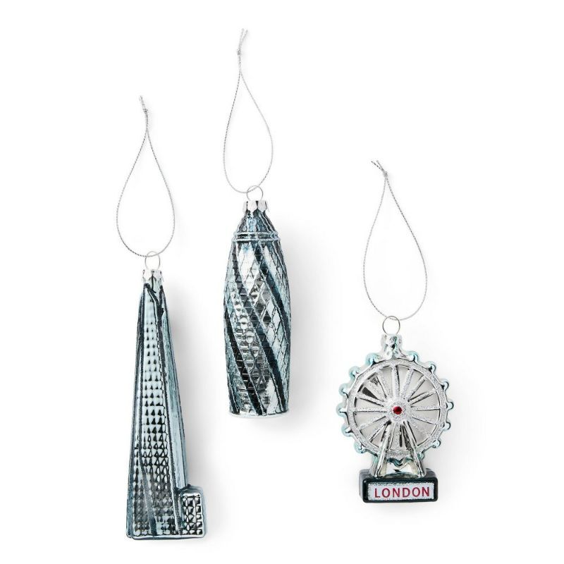 Photo 1 of Marks and Spencer M&S Set 3 London Glass Ornaments Shard, Gherkin & London Eye