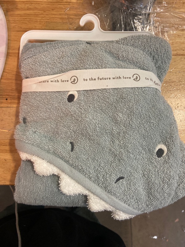 Photo 2 of little planet by carter's Unisex-Baby Organic Cotton Towel, Shark/Galaxy Grey, OSZ